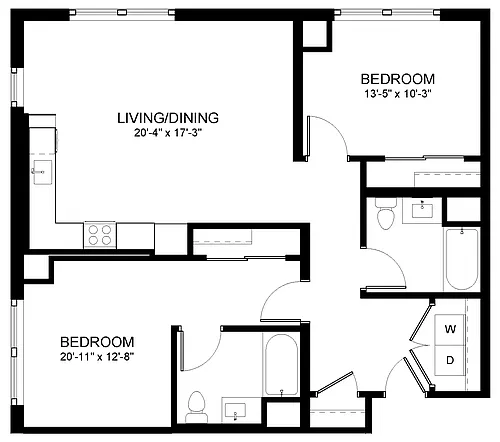 Floor plan Two Bedroom B1