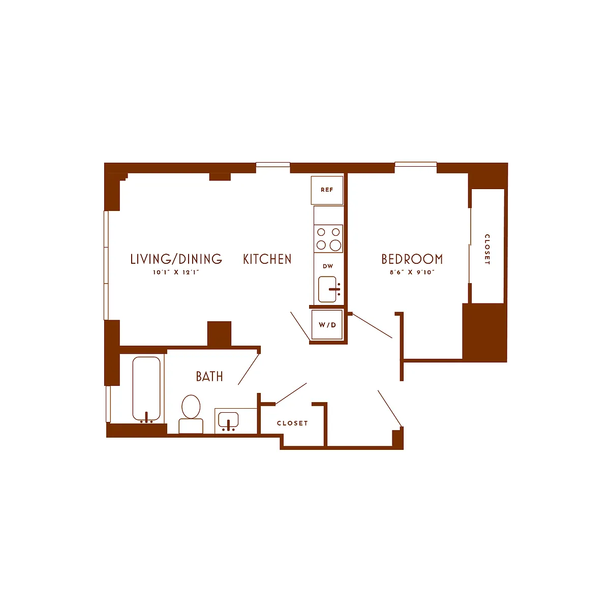 Floor plan 1 Bed/1 Bath-B3