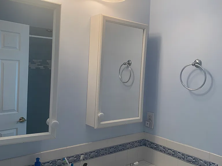 Upstairs bath/two sinks/shower/tub combo