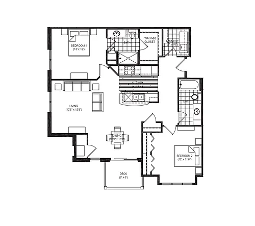Floor plan 2 Bed 2 Bath M