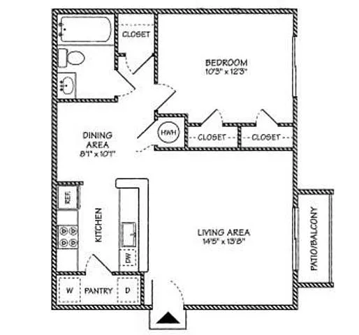 Floor plan One Bedroom One Bathroom 60%