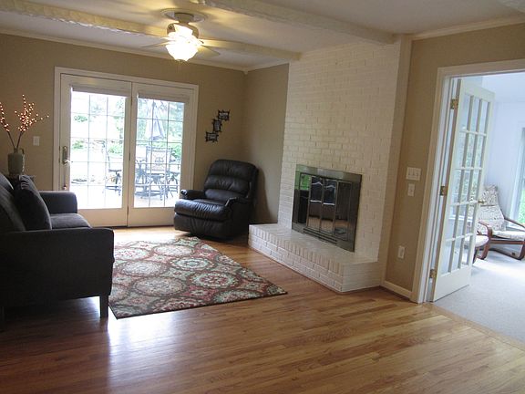 Living rm, wood fireplace