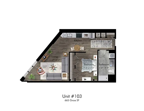 Floor plan One Bedroom/One Bathroom