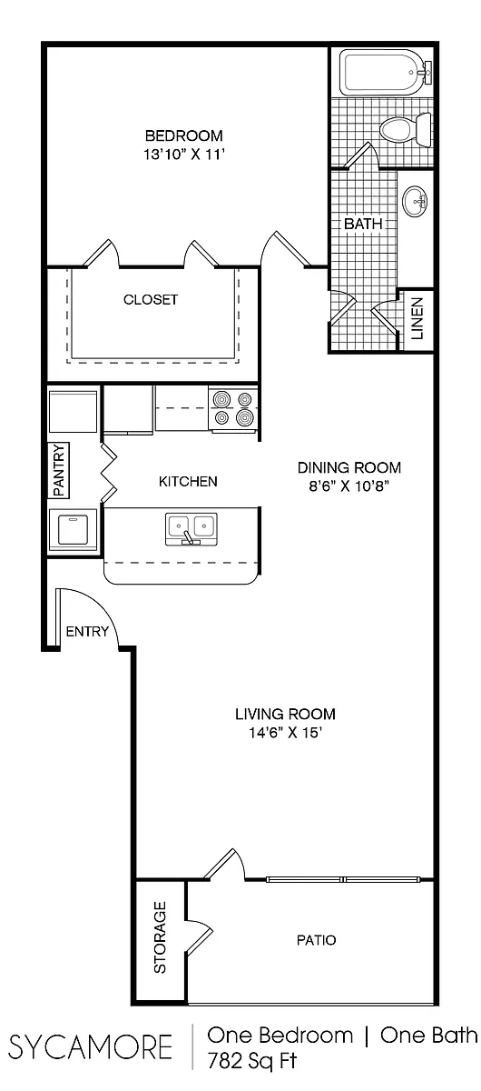 Floor plan 1 bedroom 1 bathroom