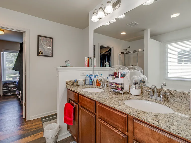 Primary bathroom with double vanities
