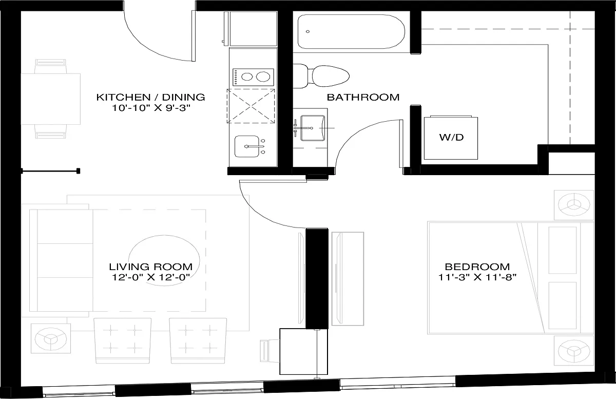 Floor plan 1BR/1BA