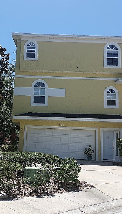 Entrance and two car garage
