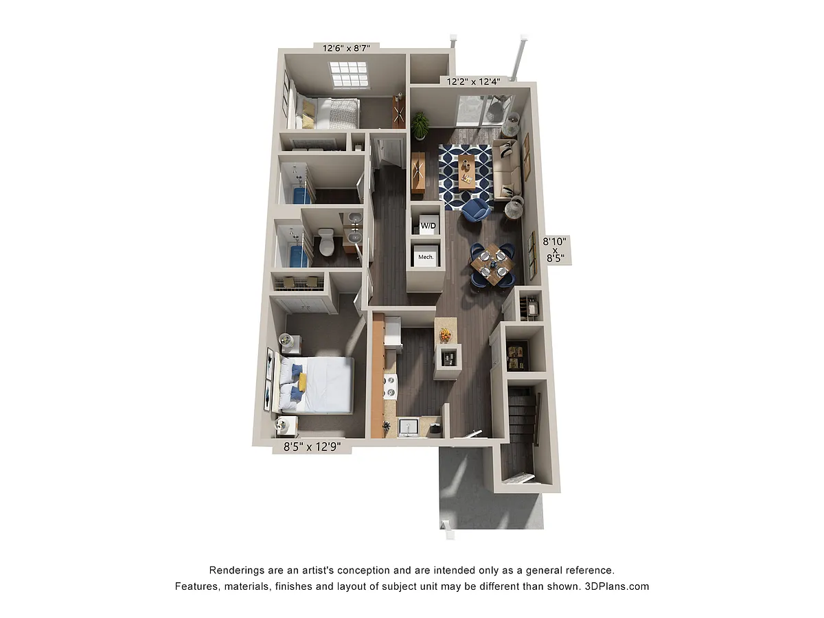 Floor plan Elite 2 Bedroom Lower Floor