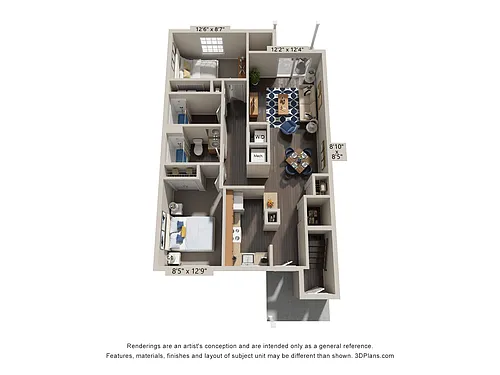 Floor plan Elite 2 Bedroom Lower Floor
