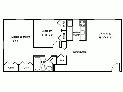 Floor plan 2BR/1BA Standard