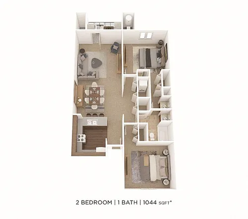Floor plan Two Bedroom-1044 sqft