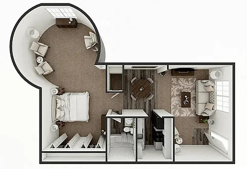 Floor plan 1 Bed 1 Bath E