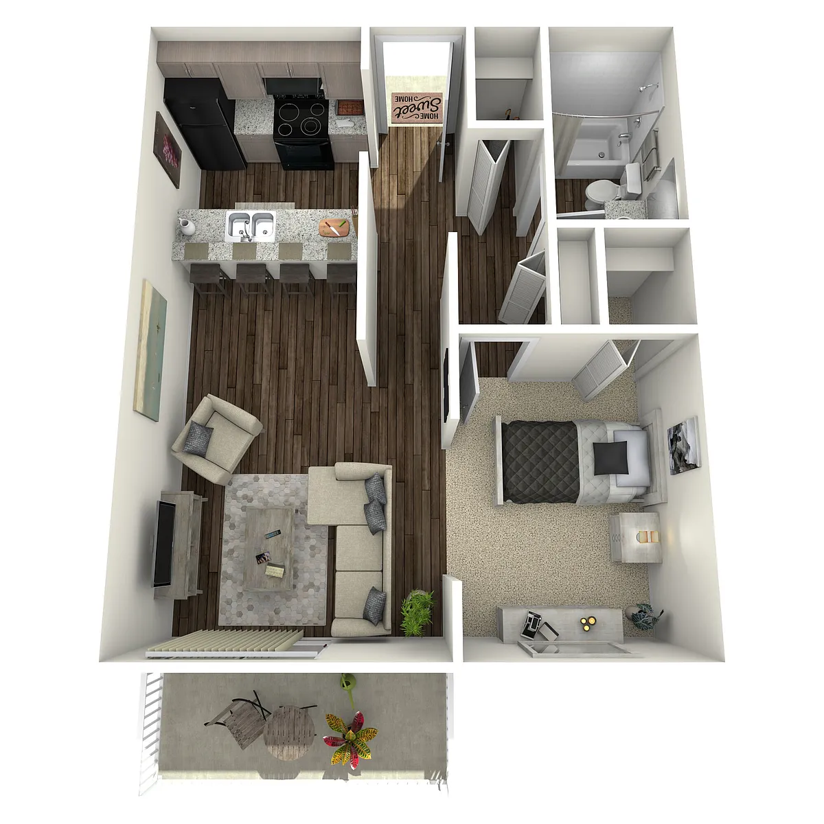 Floor plan 0BD, 1BTH B