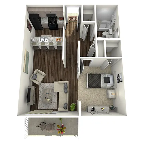 Floor plan 0BD, 1BTH B