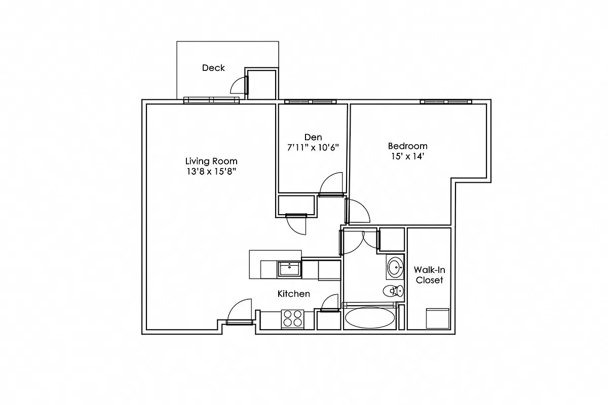Floor plan 1 Bedroom 1 Bathroom + Den