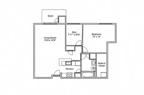 Floor plan 1 Bedroom 1 Bathroom + Den