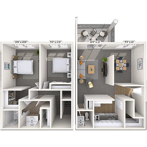 Floor plan 2 Bedroom - Townhouse