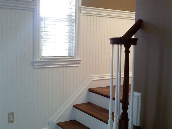 Hardwood stair landing