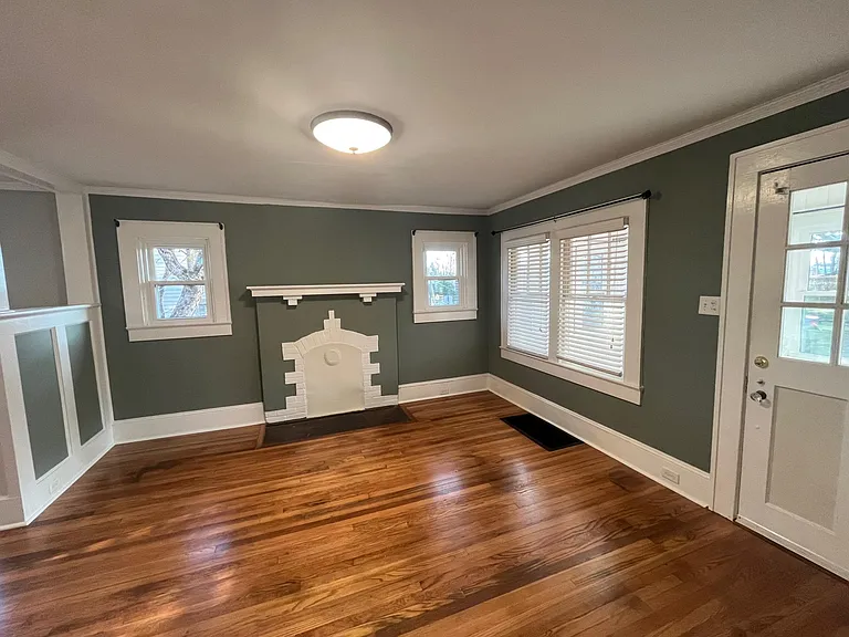 Living room and dining room receive southern light throughout the day.