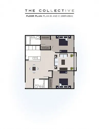 Floor plan 2 Bedroom, 2 Bath A