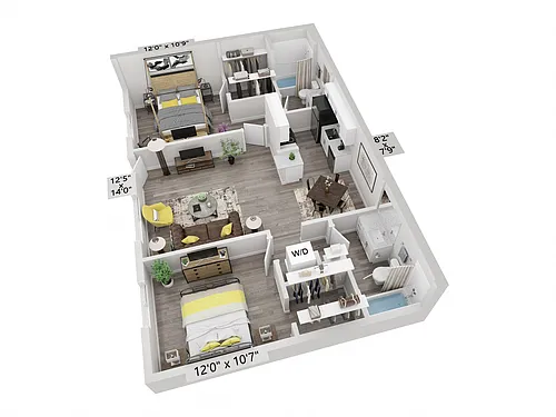 Floor plan B2 | 2x2 | Large