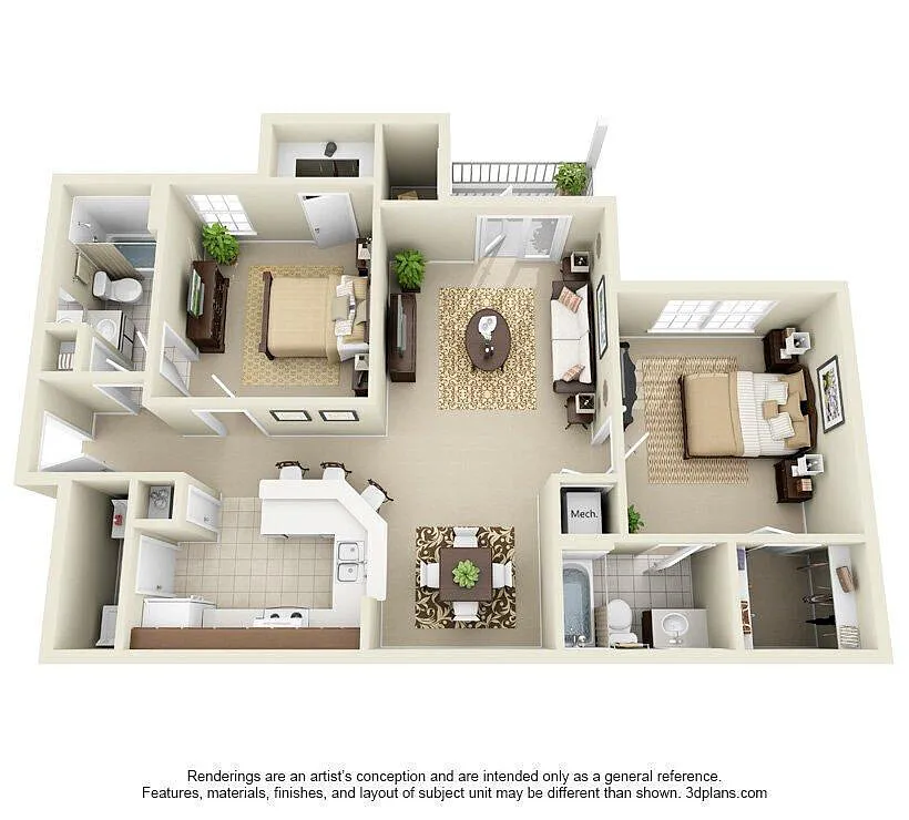 Floor plan 2 Bedroom 2 Bath