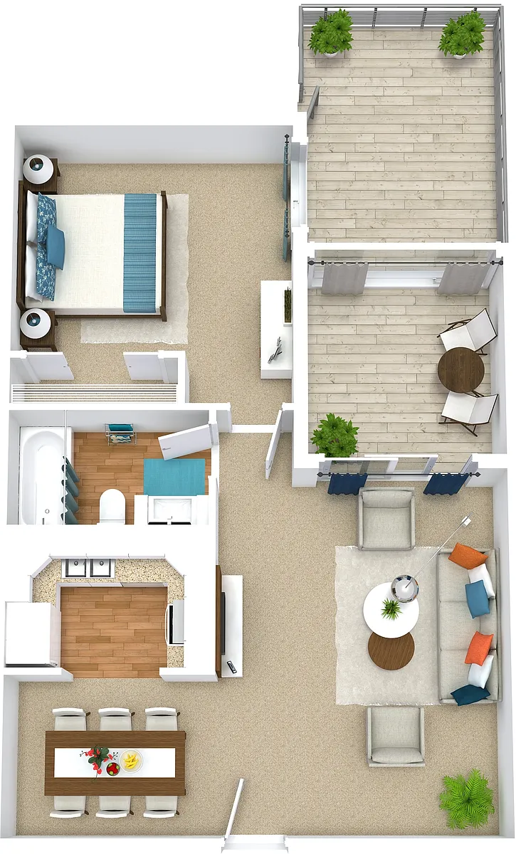 Floor plan 1x1 494sf Partial