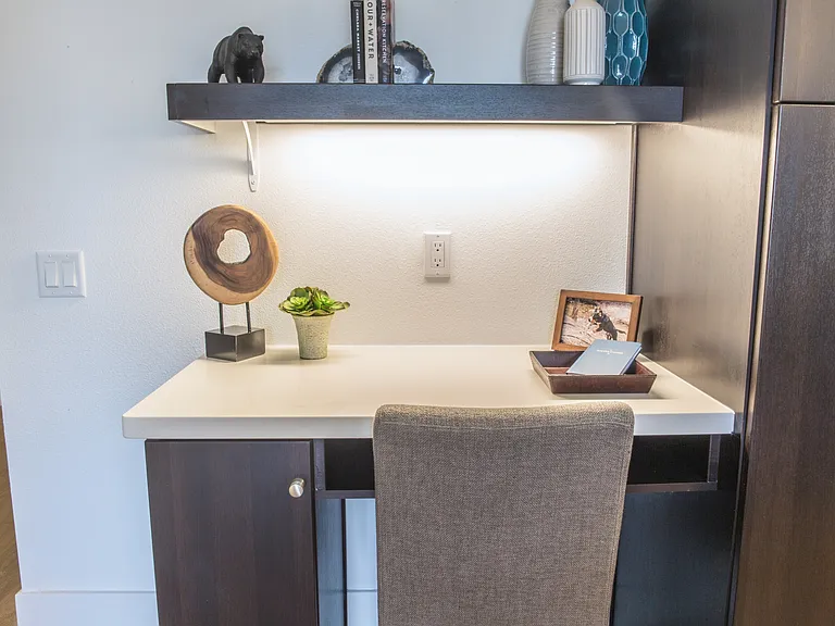 Built-in desk space perfect for your home office