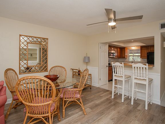 Breakfast bar is open to the living area.