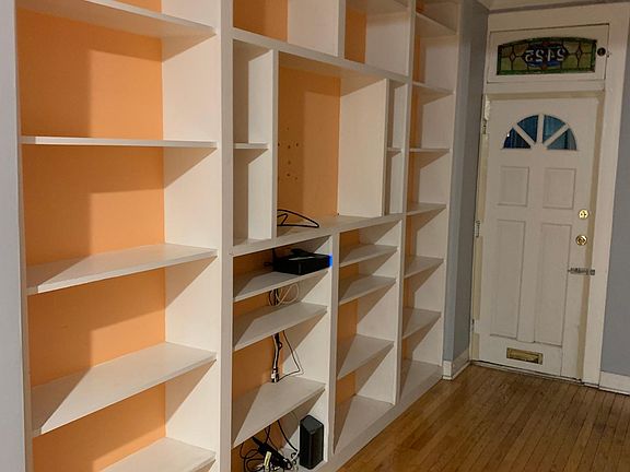 Living Room Built-ins and front door.