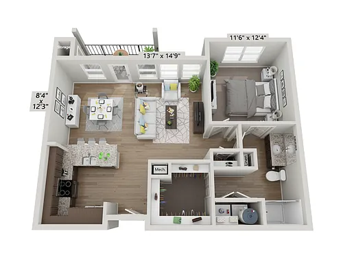 Floor plan A3 - Charter 1X1