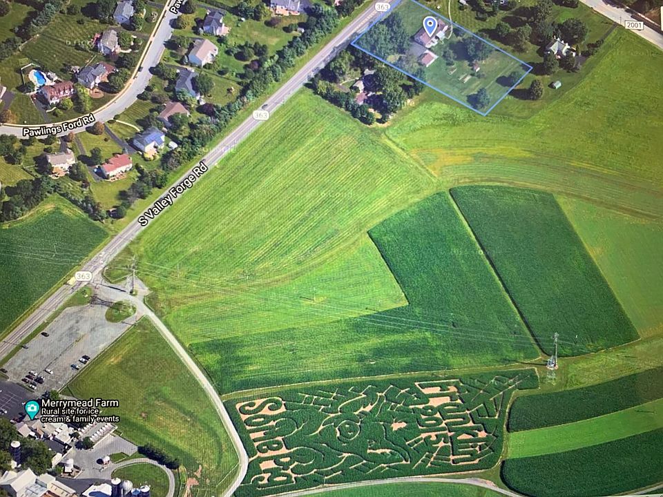 Ariel showing the proximity to Merrymead Farm and open space