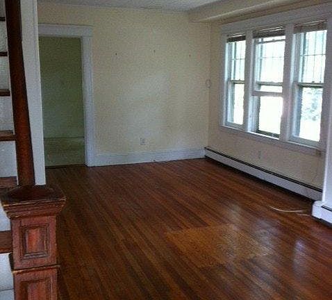 Living room with wood floors