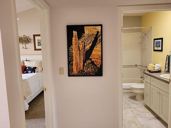 guest bath & bedroom from entry