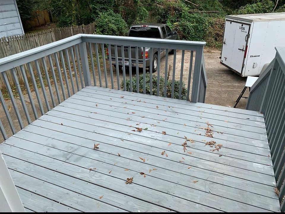 back deck and parking pad. Bring your grill!!