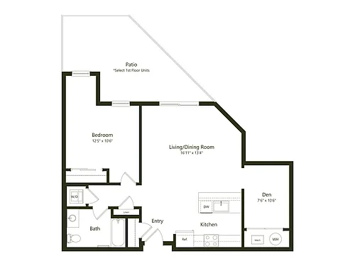 Floor plan A05D - 1x1