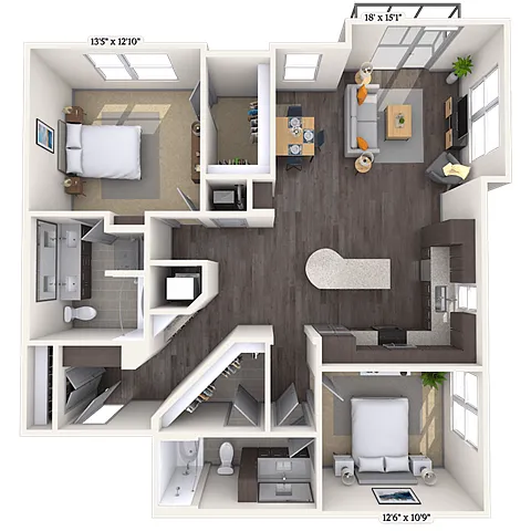 Floor plan Tradition 2x2 1302-1321 SF