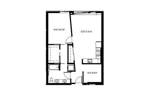 Floor plan 1 Bedroom + Den - A+4