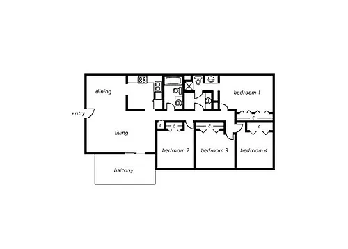 Floor plan Four Bedroom Two Bathroom
