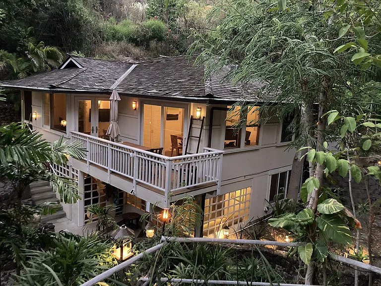 Two floors access by exterior stairs view from the patio of the pool