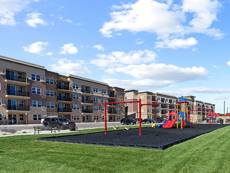Playground and basketball court