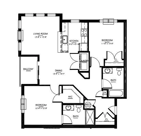 Floor plan 2 Bed/2 Bath-B-2 Phase IV