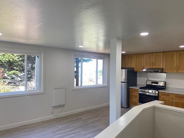 Living space and eat in kitchen