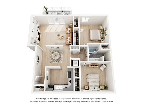 Floor plan 2 Beds 1 Bath - December Move In