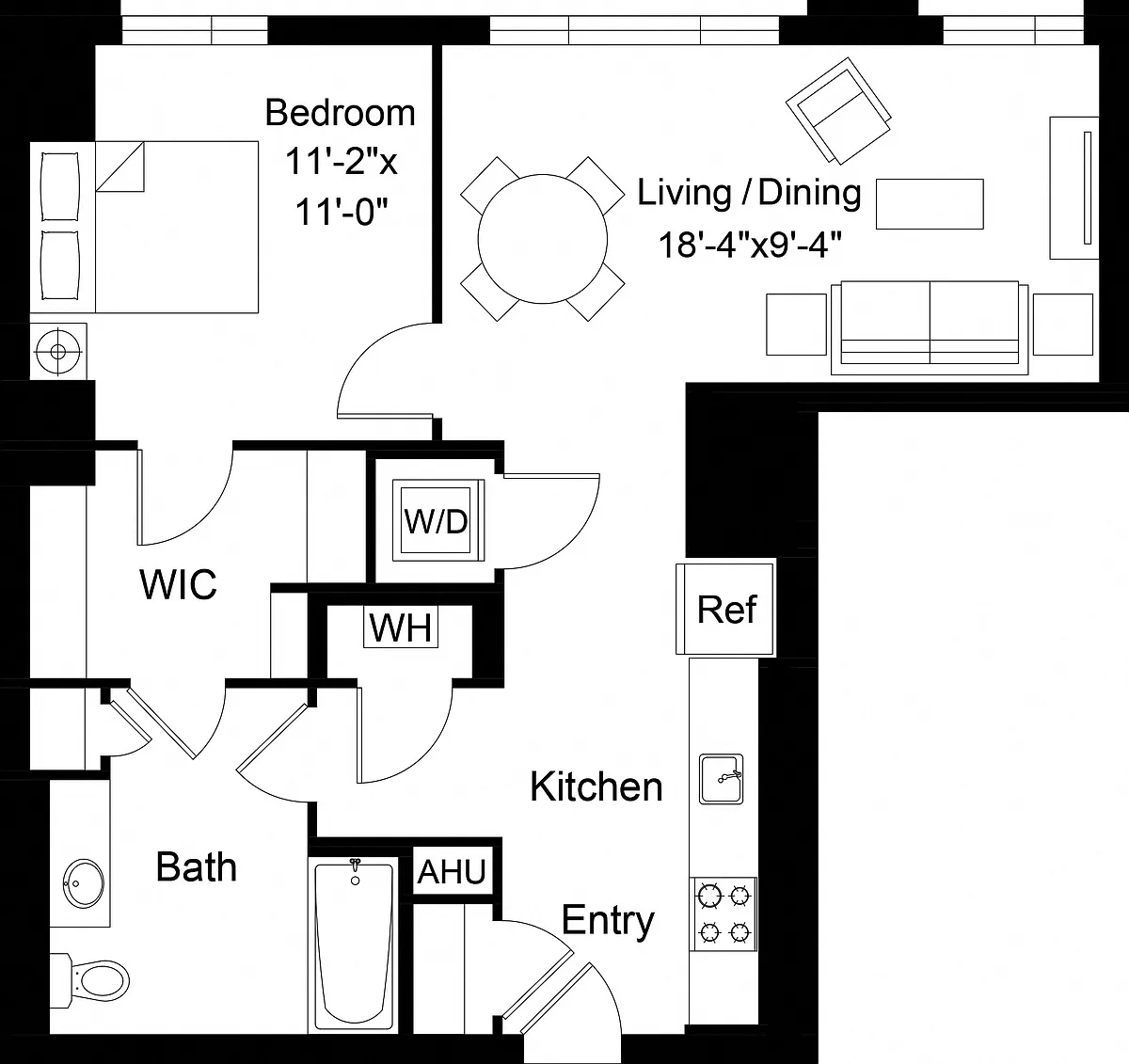 Floor plan 1 Bed/1 Bath-A12