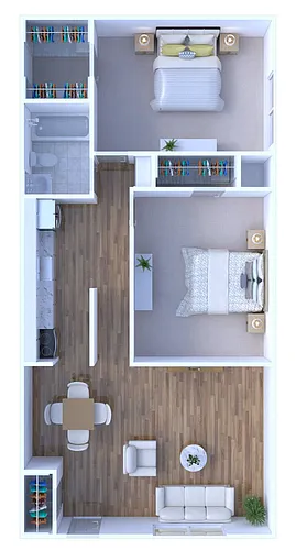Floor plan 2 Bed 1 Bath | Renovated (FS)