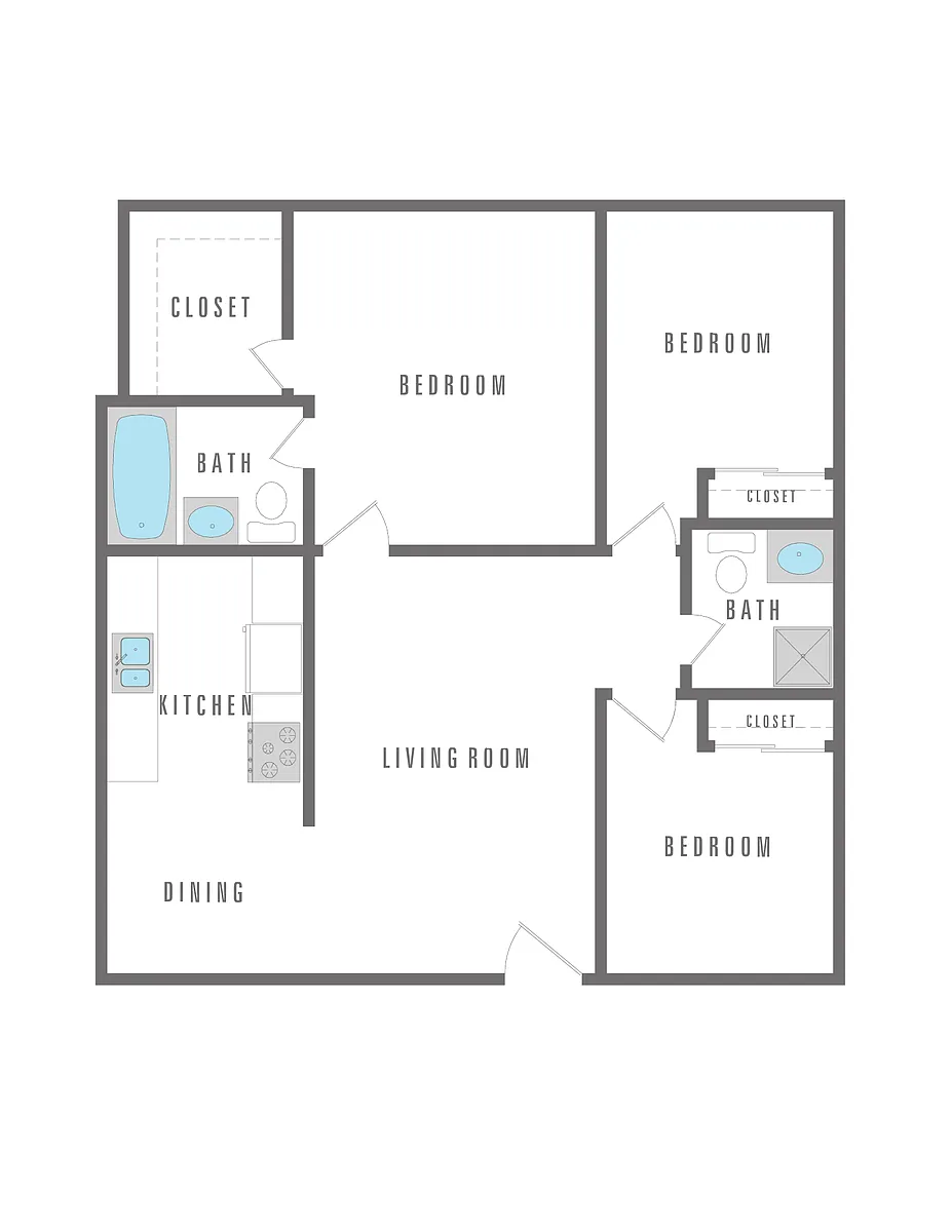 Floor plan 3 Bedroom 2 Bath