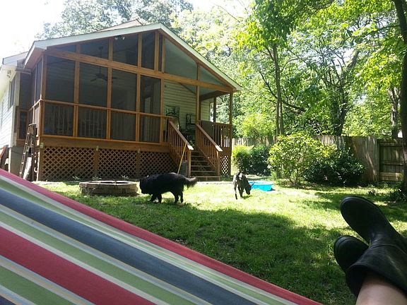 back deck and fenced yard