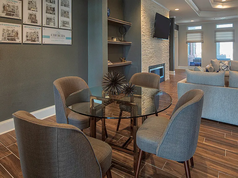 Separate tables at the Resident Clubhouse