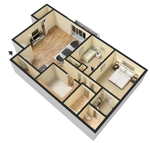Floor plan 2 Bedroom 1 Bathroom